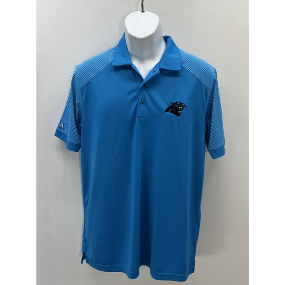 NFL Carolina Panthers Antigua Men's 3 Button Blue Polo Shirt S/S Medium - Picture 1 of 6